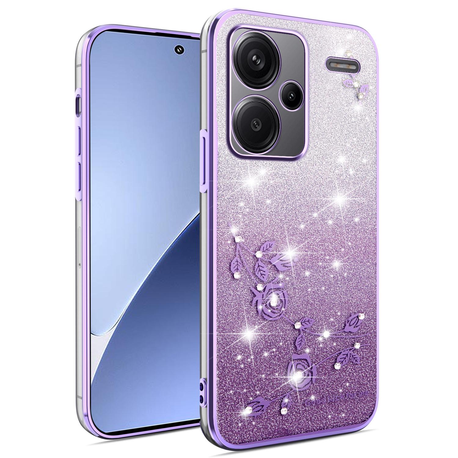 

Чохол для Xiaomi Redmi Note 13 Pro+ 5G Квітковий TPU Гнучкий Градієнтний Чохол для Телефону Purple