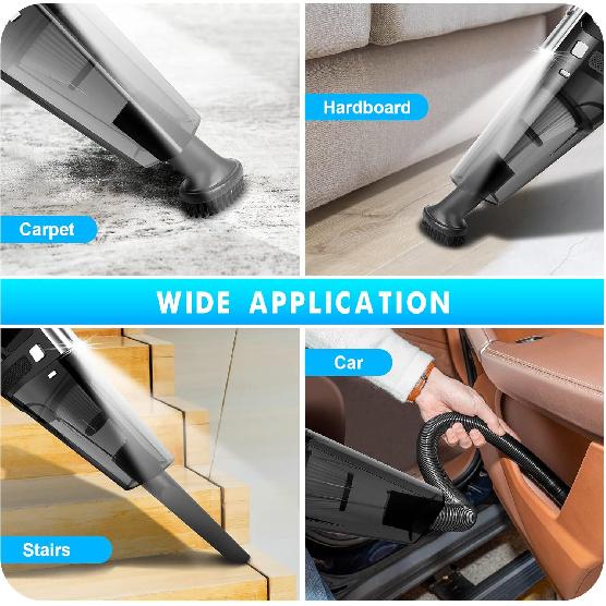 Handstaubsauger Kabellos Mini Tragbar Wiederaufladbar Auto Staubsauger mit 11000PA Starker Saugkraft für Auto Haus und Büro