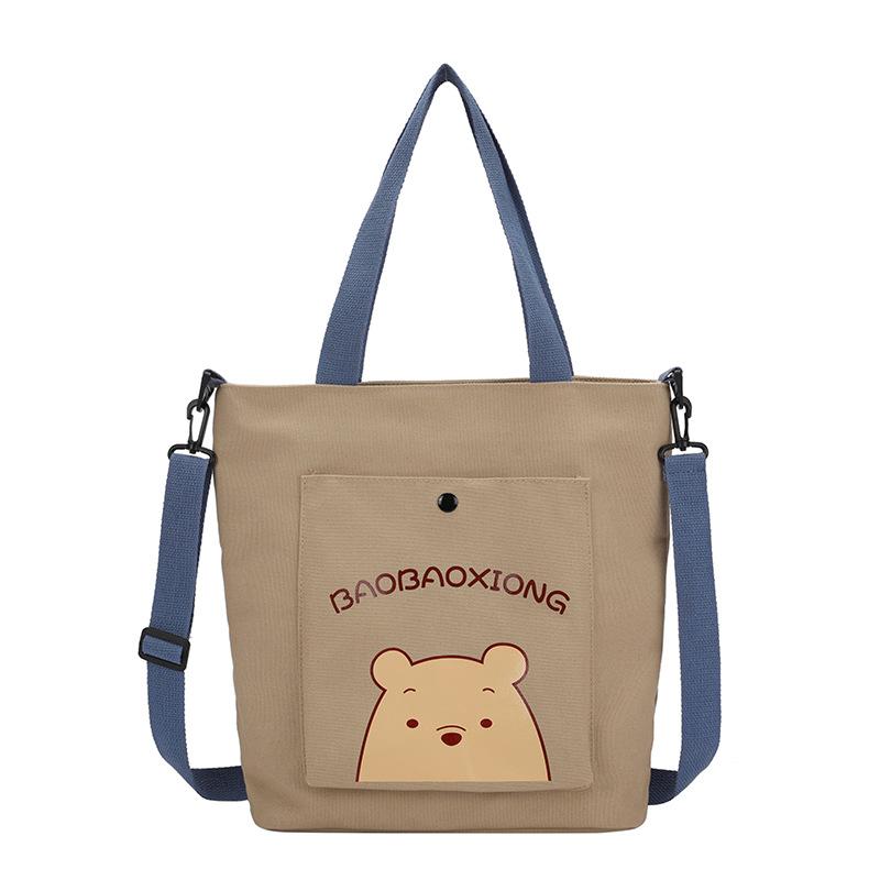 Geantă de mână pentru femei, Geantă de pânză cu ursuleț la modă, Geantă de umăr casual, Geantă de mână de mare capacitate, Crossbody