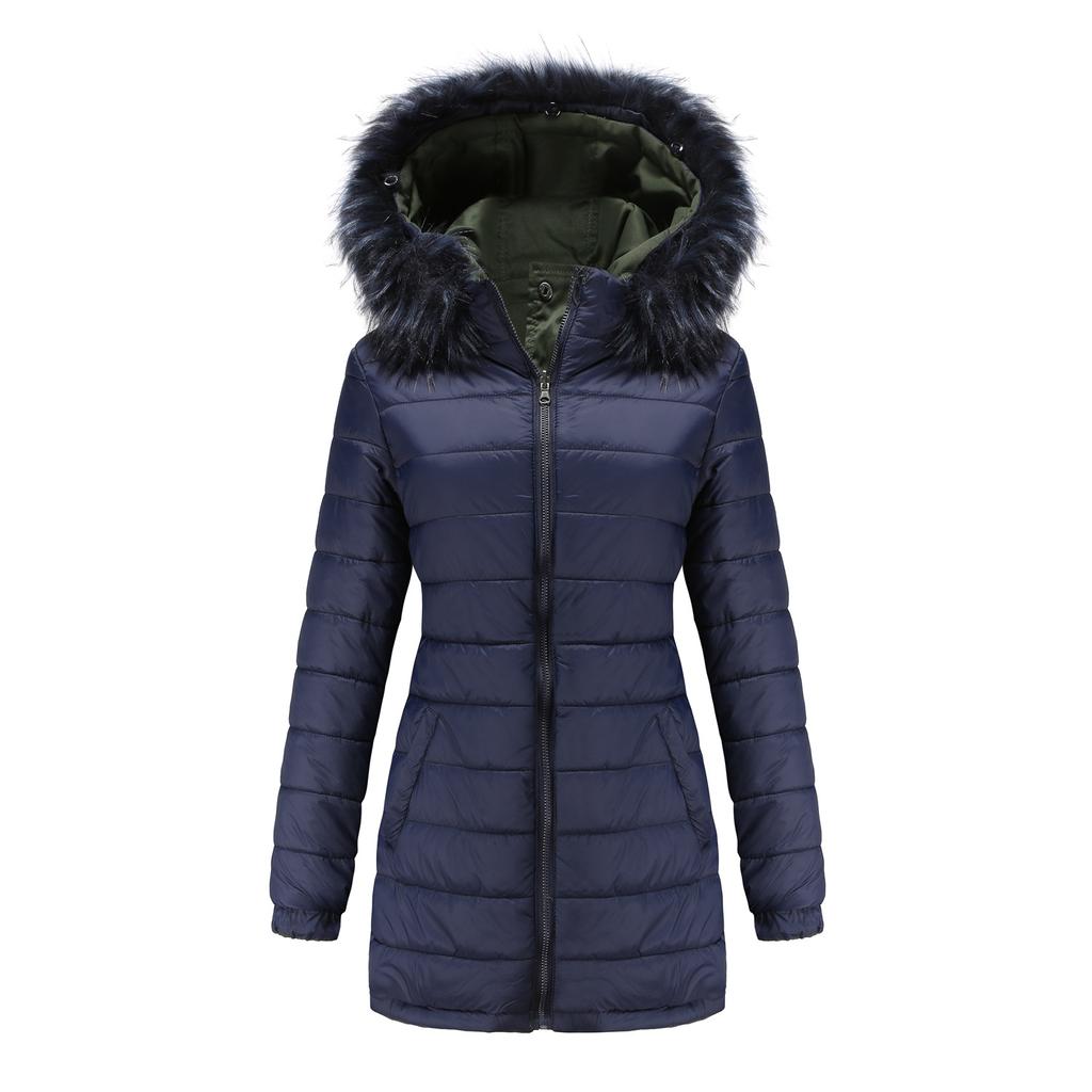Jacket for Women Soft  Cotton Jacket Reversible Wear Removable Fur Collar Removable Hat Jacket Cotton Pie Overcoat Female Outfits Accessories