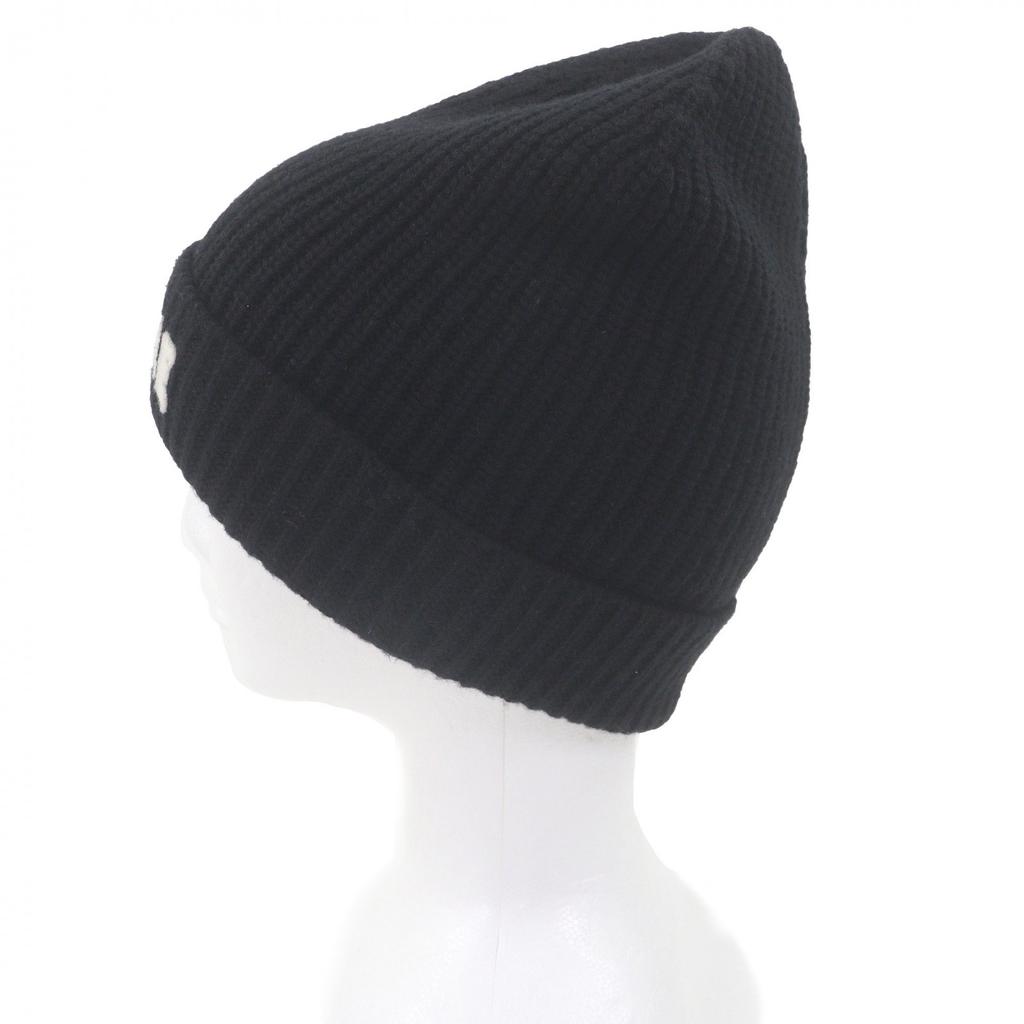 Excellent CELINE Knit cap Logo patch black wool mens 2A25R535Q Used
