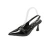 Temperament Shallow Mouth Pointed Head Black High Heels New Bag Head Empty Buckle Single Shoes Fashion Thin Heel Sandals Women