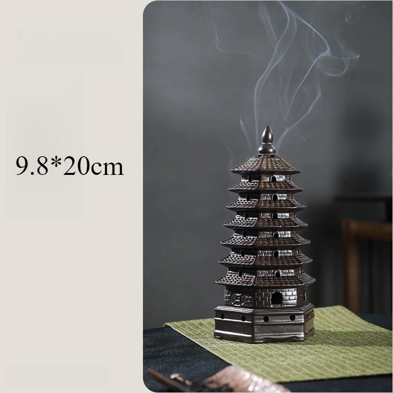 

Y Ceramic Wenchang Tower Incense Burner Zen Living Room Office Home Decoration Sandalwood Incense Holder Buddhist Ornaments
