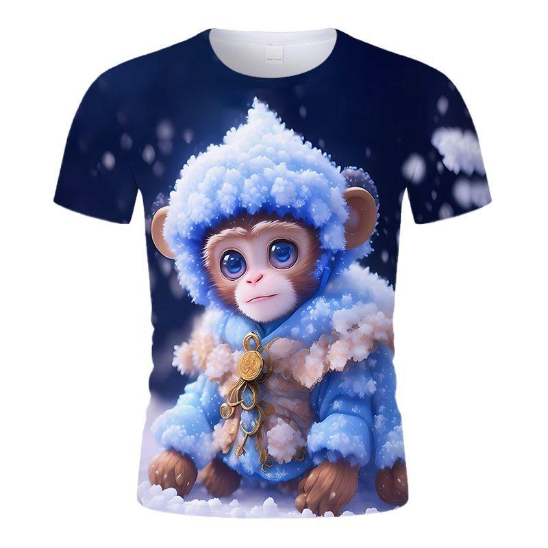 

Милая футболка с изображением животных со знаком зодиака, модный принт, тонкая, высококачественная, с короткими рукавами, молодежная детская футболка с круглым вырезом 6XL