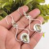 Natural Green Amethyst Gemstone 925 Solid Silver Handmade Stylish Earrings 2.07" EE-170-14