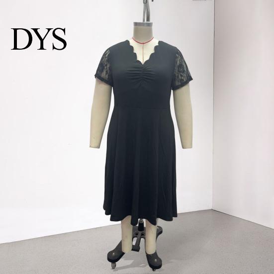Robe ajustée à col en V Grande Taille Formelle pour Femmes Dentelle Manches Courtes Coupe A-line Légère Été Mère de la Mariée Invité de Mariage Robe de Soirée