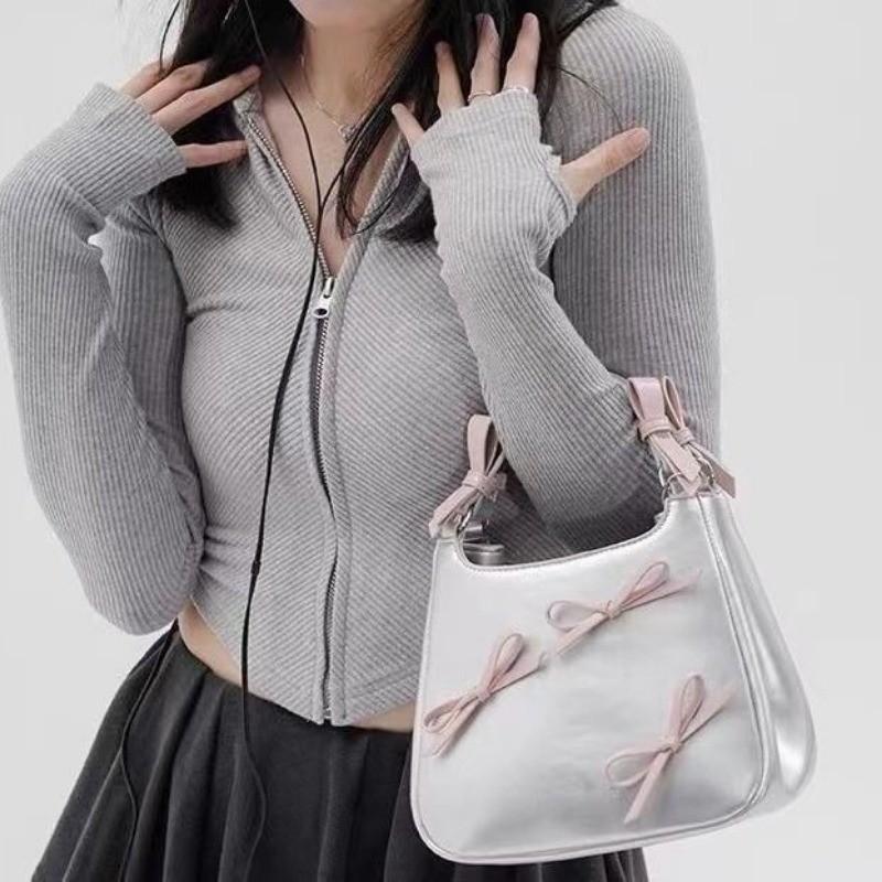 IELGY Original Ballet Butterfly Portable Shoulder Crossbody Bucket Vegetable Basket Bag Bow Decoration