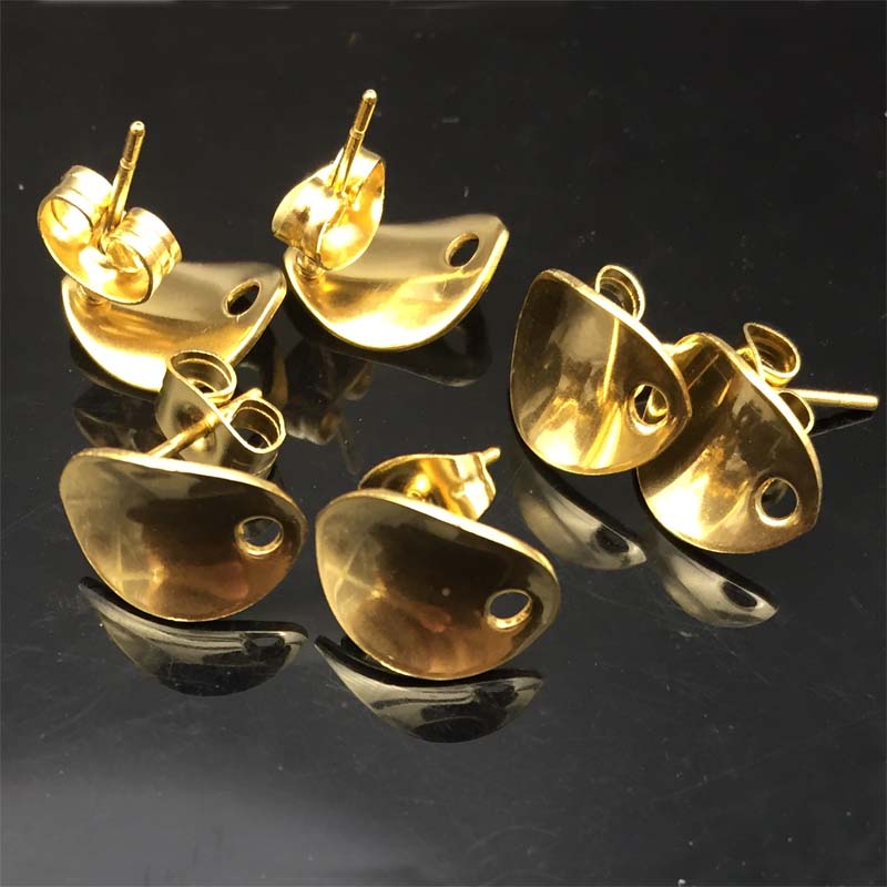 50pcs/lot stainless steel earrings connector findings stud earring post with For DIY Jewelry Making Findings Accessories