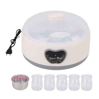 Yogurtera Automática Acero Inoxidable Control Preciso de Temperatura Multifuncional 1.2L Máquina para Hacer Yogur con 5 Vasos