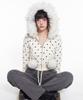 The Green Lab Fur Hood Dot Zip-Up [White]