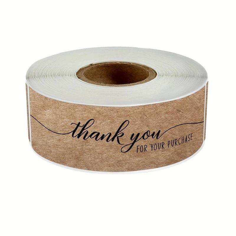 120pcs/roll Kraft Paper Thank You Stickers DIY Gift Packaging Decoration for Personalized Gifts and Business Label