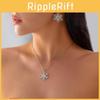 Christmas Snowflake Necklace And Earring Set With Colorful Rhinestones For Holiday Party Wear