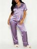 Eisseiden-Pyjama Damen Sommer Leichter Luxus Hochwertig Revers Kurzarm Hose Zweiteilig Loungewear Pyjama