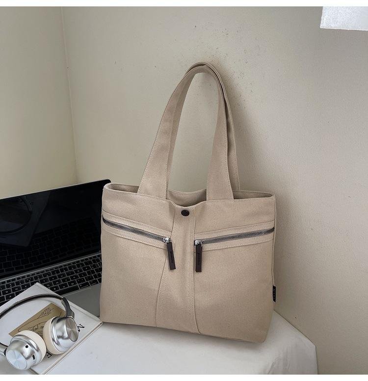 

Модная ретро повседневная сумка-тоут большой вместимости женская 2025 новая нишевая высококлассная дорожная на плечо холщовая сумка хаки