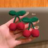 2 knitted red cherry sweet versatile hair clips suitable for daily hair accessories