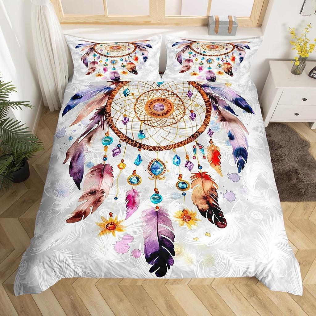 Comforter Dream Catcher Comforter For Girls Women Boho Feather Single Queen Exotic Bohemian Mandala Floral Bedding Set