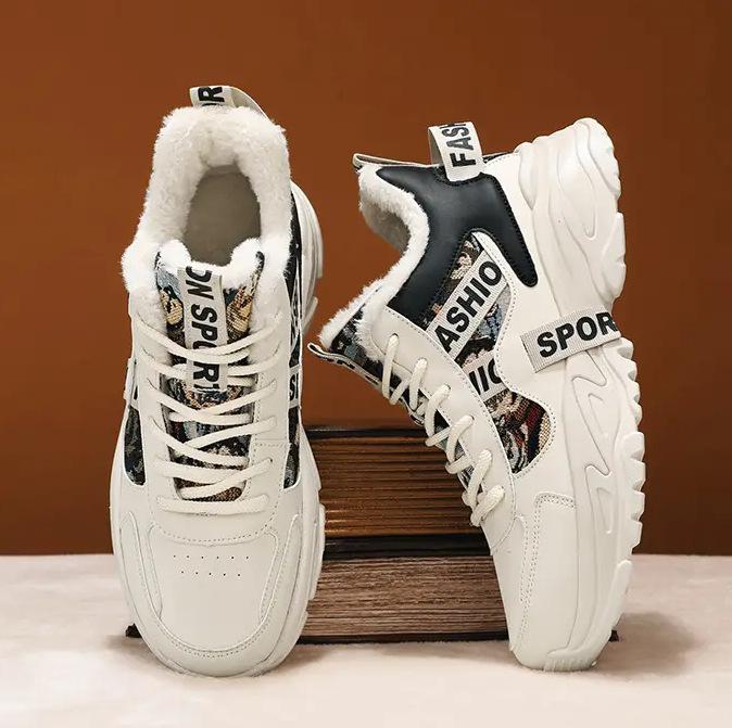 

Высокие мужские туфли зимние бархатные хлопковые туфли нишевый дизайн студенческие кожаные поверхности водонепроницаемые досуг спортивные помощь маленькие белые туфли для доски 42