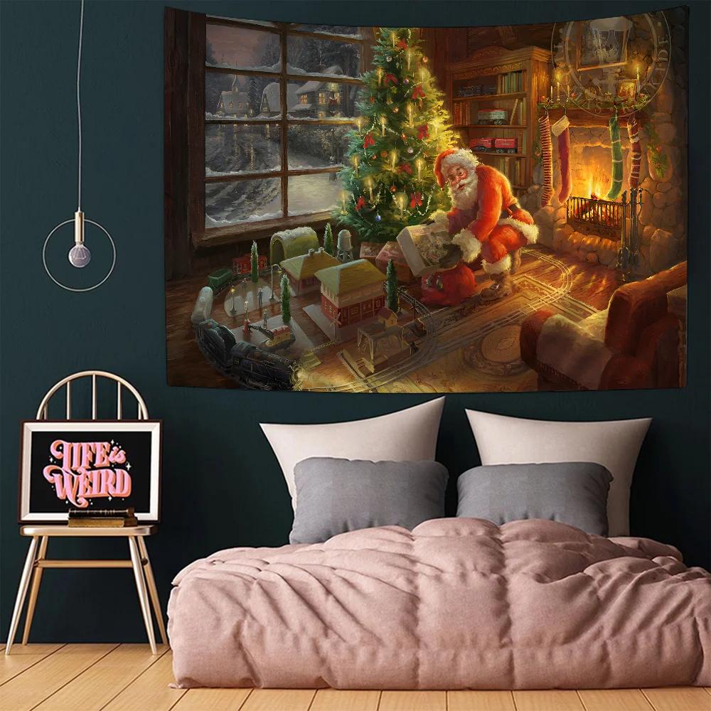 Christmas Cartoon New Year Gift Hanging Bohemian Tapestry Bohemian Wall Tapestries Mandala Kawaii Room Decor
