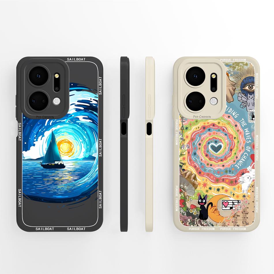 Für Honor X7 X7A X7C X7D X70 Hülle Anime Faule Katze Funda Für Honor X 7 Weiche Flüssigsilikon Handy-Rückseite Vollschutzhülle