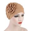 Turban Hat Stretchy Breathable Solid Color Women Side Flower Beanie Cap Headwear Hair Accessories