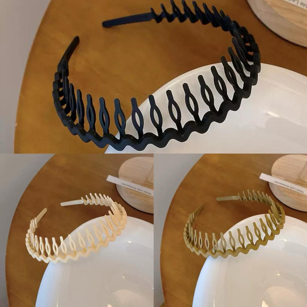 3Pcs Fashion Wave Headbands for Women Solid Color Toothed Non-slip Hair Bands Girl Face Wash Sports Hairbands Hair Accessories