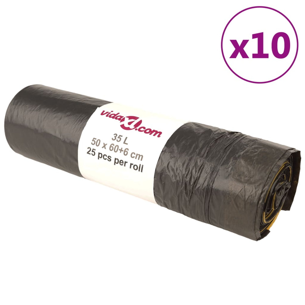 Sacs poubelles avec cordons 250 pcs 35 L