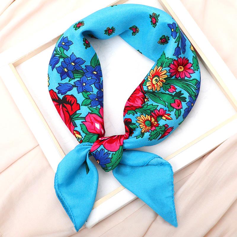 Women Square Scarf Ethnic Hijab Retro Handkerchief Head Wrap Head Scarves Muslim Floral Print Bandana Shawl Headscarf