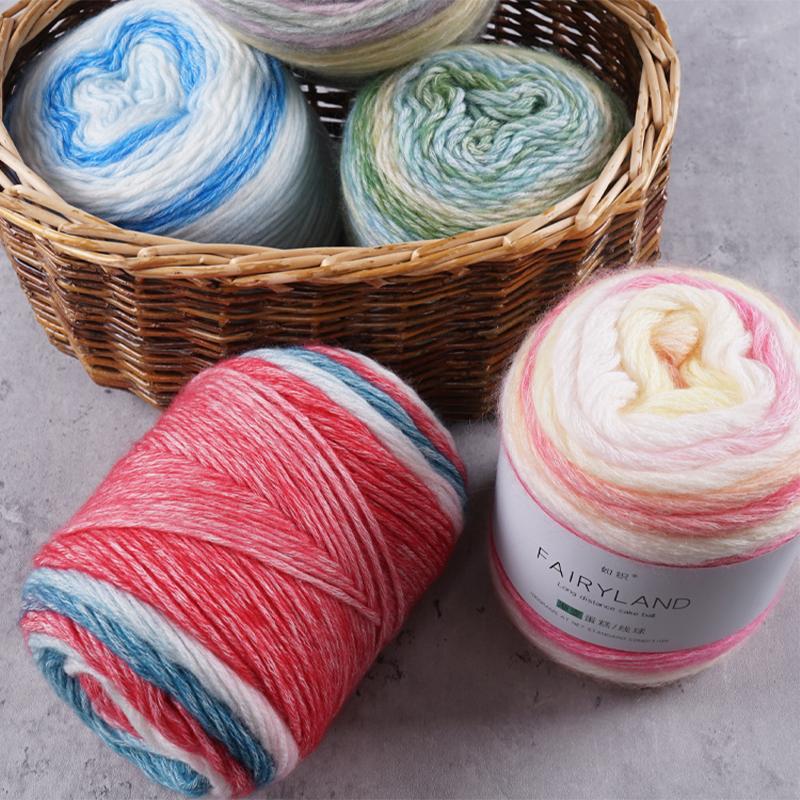 100g 240M 1 Roll Rainbow Woollen Yarn New Soft Hand Woven Yarn Hat Scarf Sweater Gradient Color Dyeing Crocheting Blend Yarn