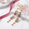 1 Pair Long Flower Drop Earrings Embellished Dangle Earrings  All Seasons Compatible