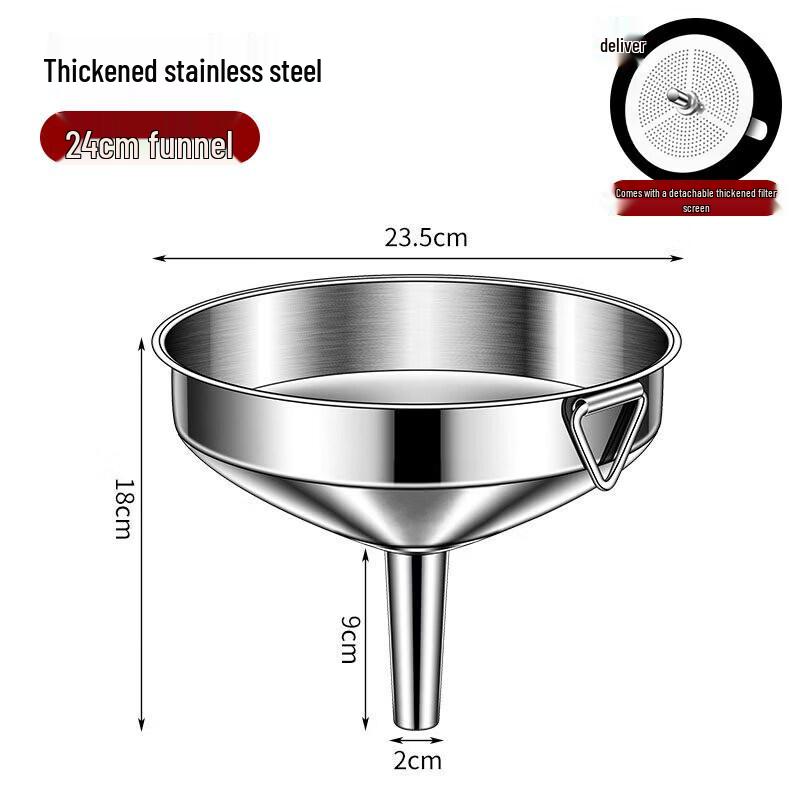 Qiwei Food-Grade Stainless Steel Kitchen Funnel with Strainer