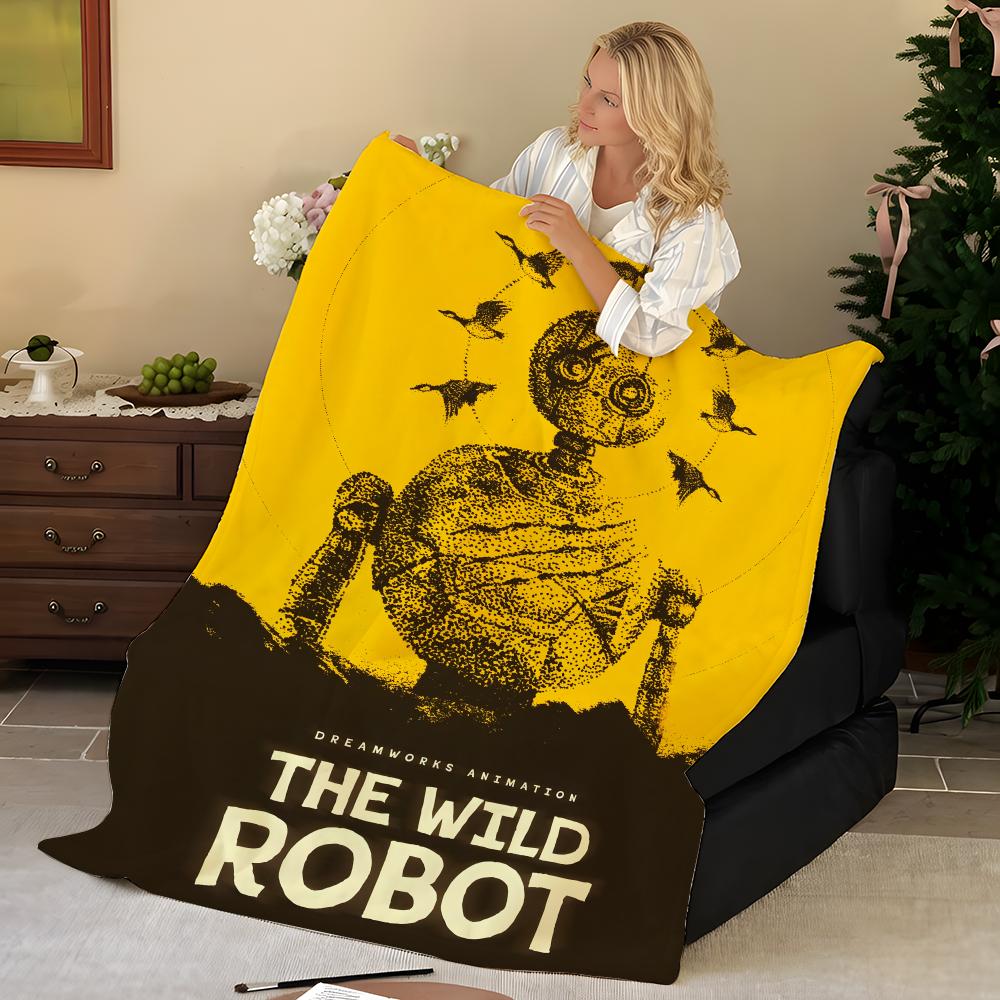 Movie T-The W-Wild R-Robot Throw Flannel Blanket, Soft Warm, Durable & Washable cute Cool
