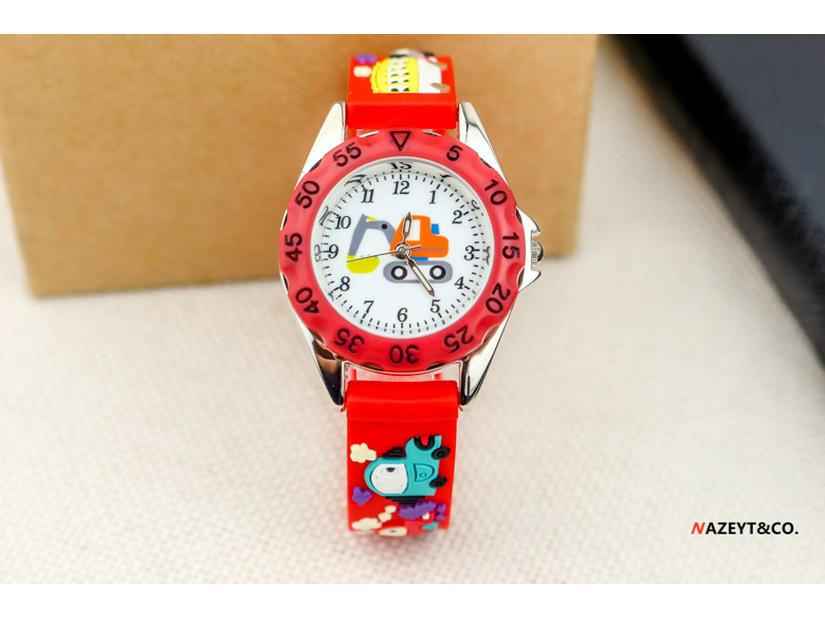 Korean 3D Cute Excavator & Go-Kart Quartz Watch for Boys - Silicone Strap