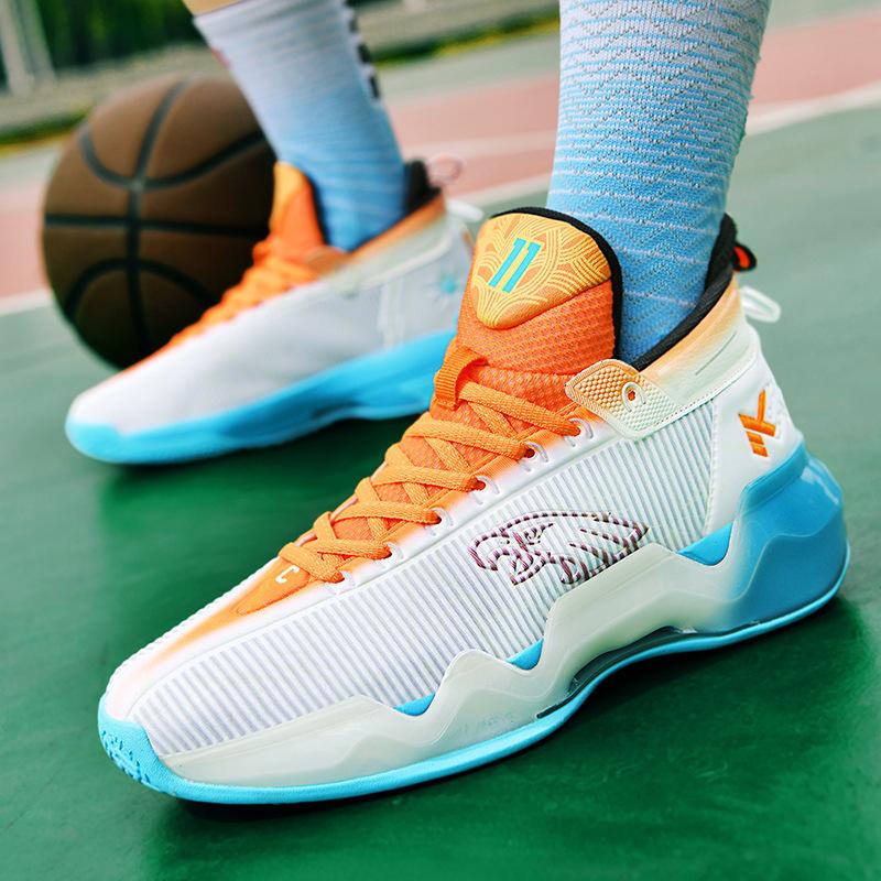 Practical basketball shoes Rubber running Casual indoor and outdoor Zhongbang luminous children's couple sole sports shoes Sneakers men