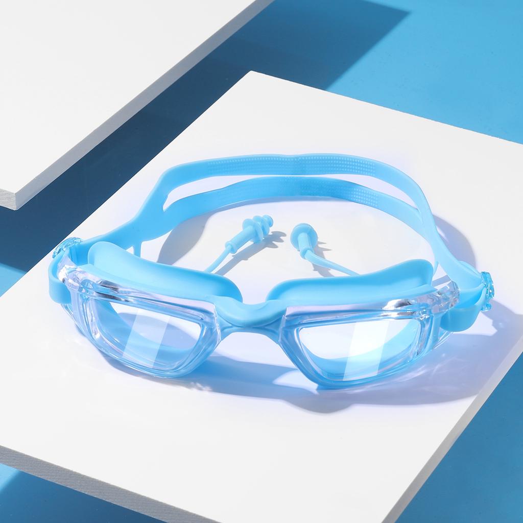 Profesjonalne Gogle Pływackie dla Dorosłych Wodoodporne Przeciwmgielne Ochrona przed UV Płaskie Lustro Gogle do Nurkowania ze Stoperami do Uszu Okulary Pływackie