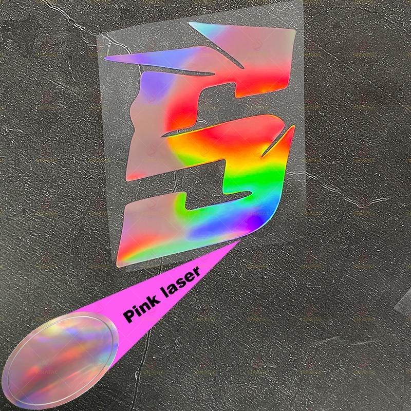 1pc Pink Laser Motorcycle Number Sticker Waterproof for Motorcycle Fairing Helmet Fuel Tank Scooter Body Universal Vinyl Decal