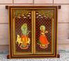 Hand Painted Radha Krishna Wooden Window: Hindu Wall Decor