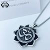 Xiweier Retro Lotus Pendant Necklace with Copper and Zircon for Men and Women