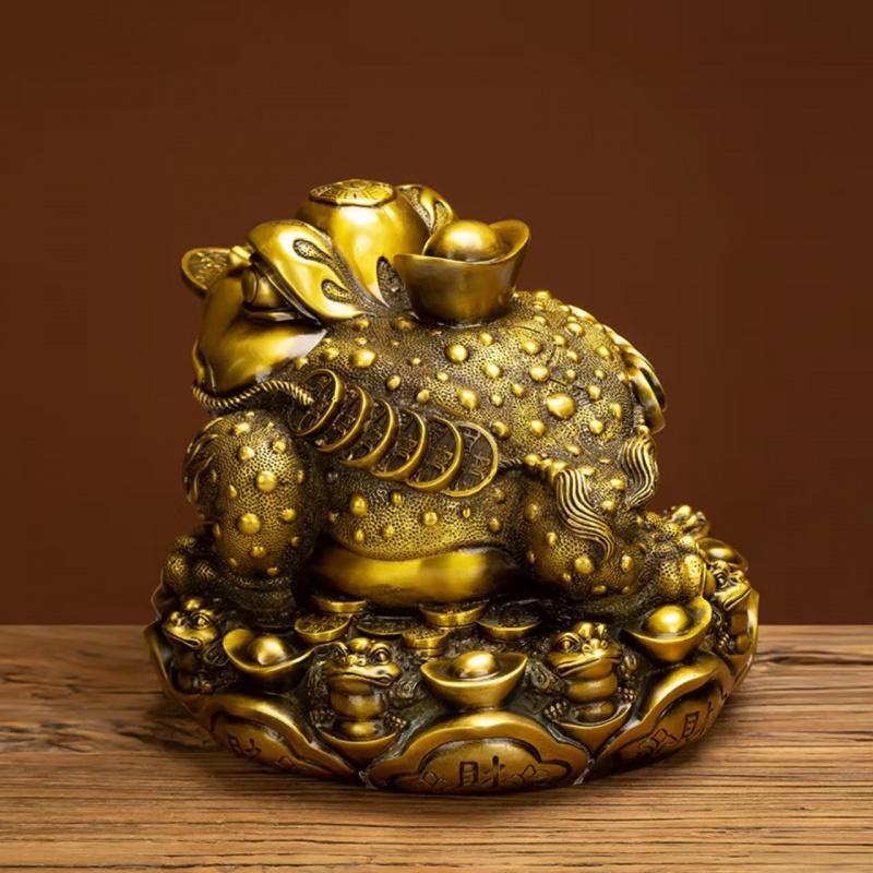 Copper Ingot Ornaments Shop Opening Gifts Three Feet Golden Cicada Toad Home Decoration Crafts