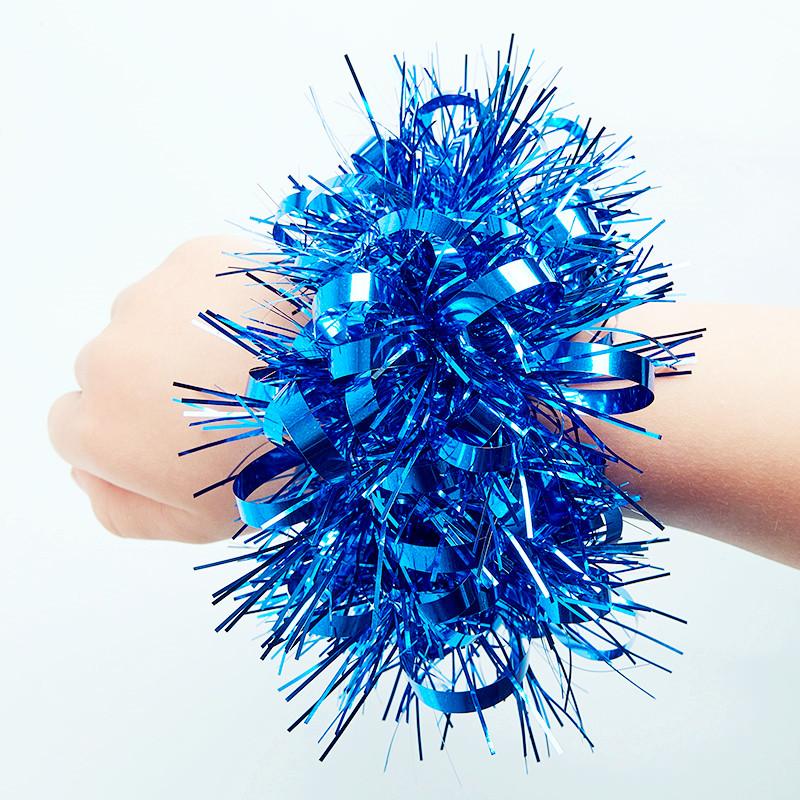 Metallische Lametta-Handgelenkschmuck-Armbänder, Großpackung Glitzernde Pompon-Armbänder für Kinder-Tanzaufführungen, Cheerleading & Party-Dekoration