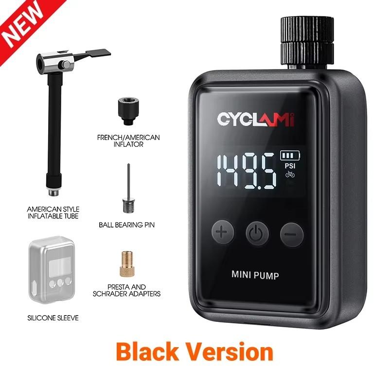CYCLAMI HW125 Bicycle Electric Inflation Pump Mini Portable 150Psi High Pressure Air Inflator HW-125 Black