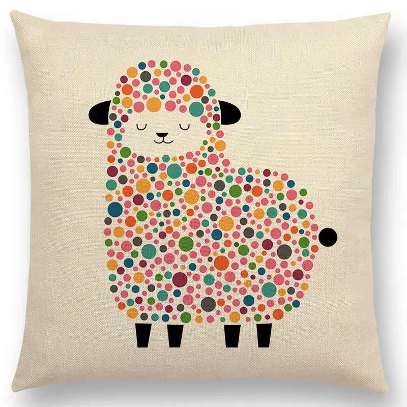 Latest Cartoon Animals Interesting Deer Panda Sheep Bulldog Chameleon Colourful Cushion Cover Car Sofa Throw Pillow Case