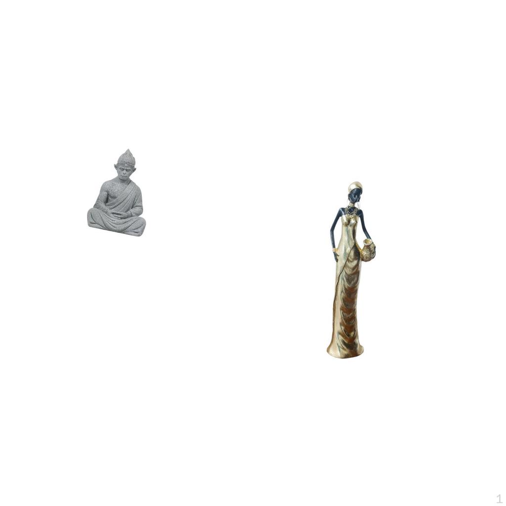 Monkey Buddha African Tribal Lady Statue Collectible Miniature Figurine Sculpture Tabletop Ornament