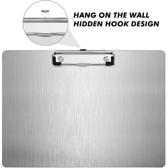 1 Pcs Horizontal Metal Clipboards 9 X12. 5 Inch Letter/a4 Size Stainless Steel Landscape Clip Board with Low Profile Clip for Drawing, Sketching,