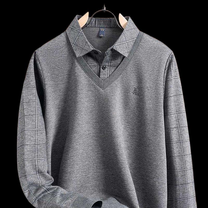 Romon Men's Faux Layered Long Sleeve Pullover Sweater T-Shirt