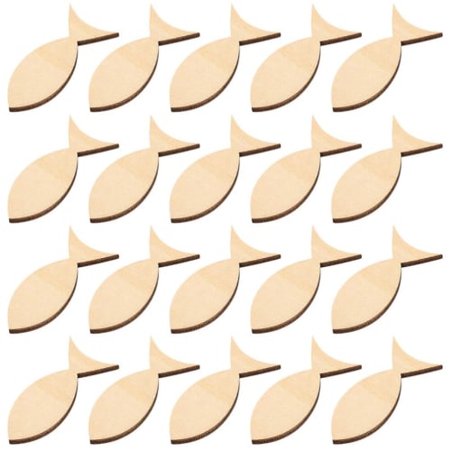 Ibasenice 100-Piece Set of Fish Wood Figures, Animal Wood Chips, Wooden Tags, Blank Wood Hanging Tags for DIY Wood Crafts, Entrance Ceremonies, Gradua