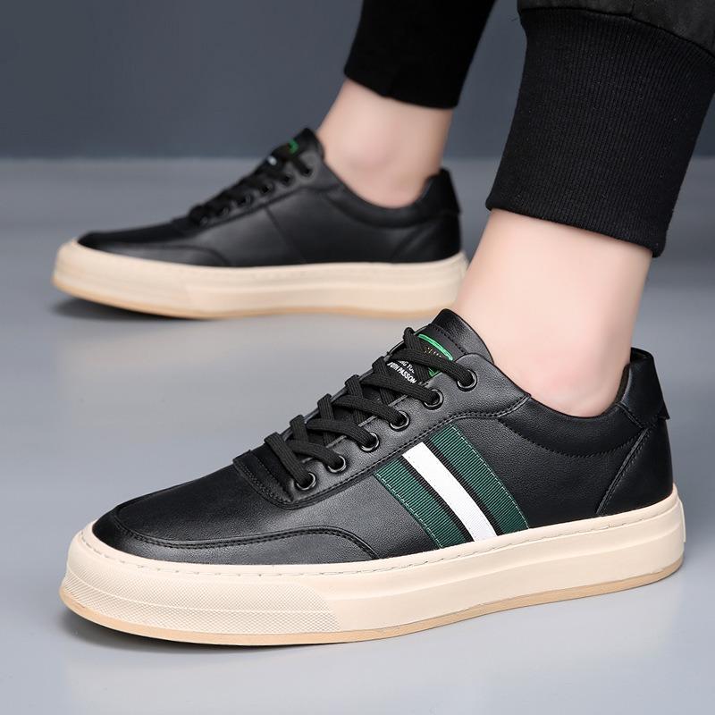 Spring Men's Shoes Breathable Thin New Trendy Shoes Leather Versatile Casual Board Shoes Soft Cowhide White Shoes Men