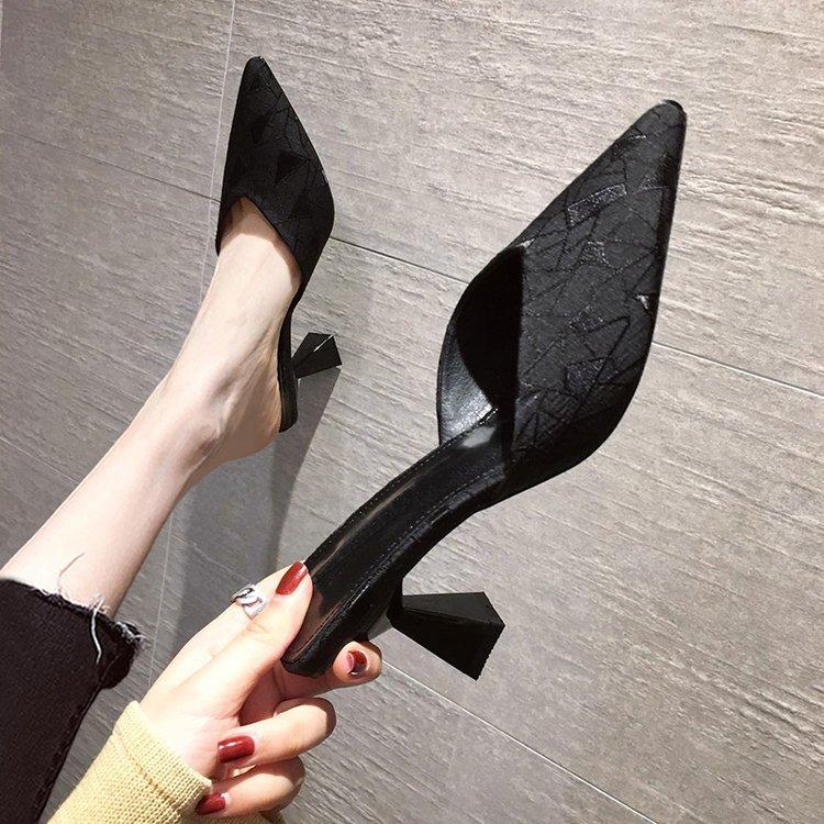 

Тапочки Baotou, женская верхняя одежда, лето 2025, новая корейская версия, универсальные, новые, острые женские тапочки на высоком каблуке 40 чёрный