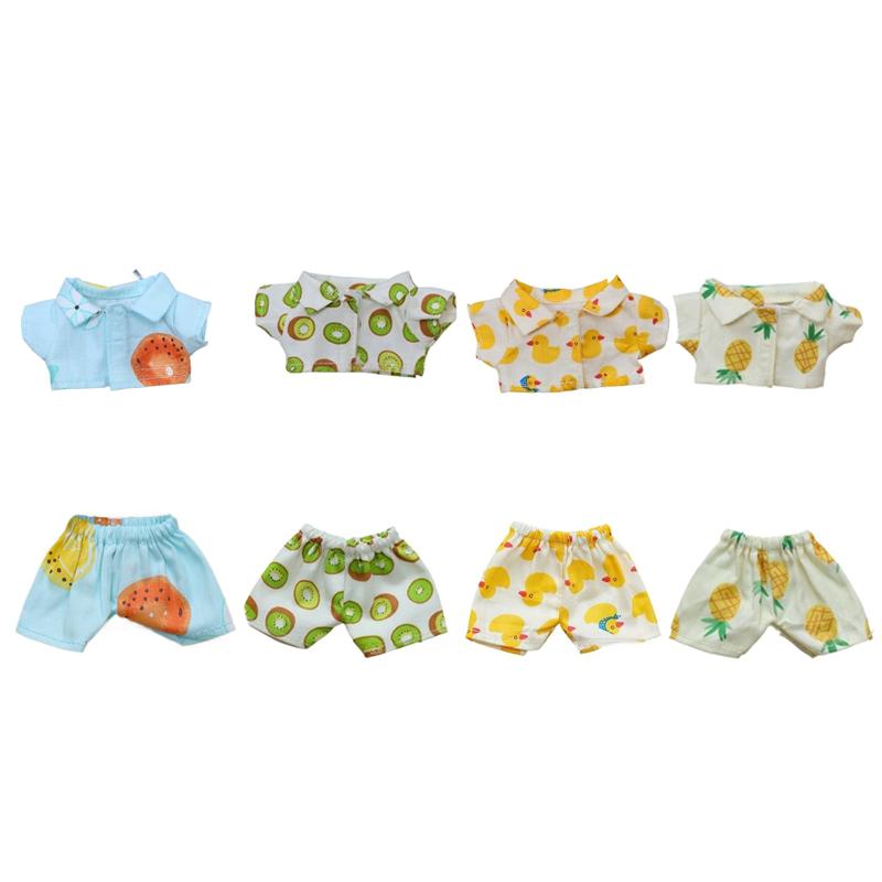 Cute Plush Toy Beach Wear for 17cm Labubu Doll Clothes Summer Suits Clothing Kawaii Duck,Watermelon,Pineapple,Kiwi Fruit Image
