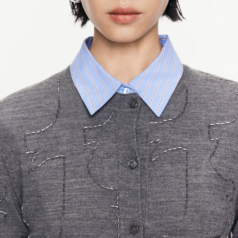 JNBY 2024 Autumn Beaded Wool Blend Cardigan