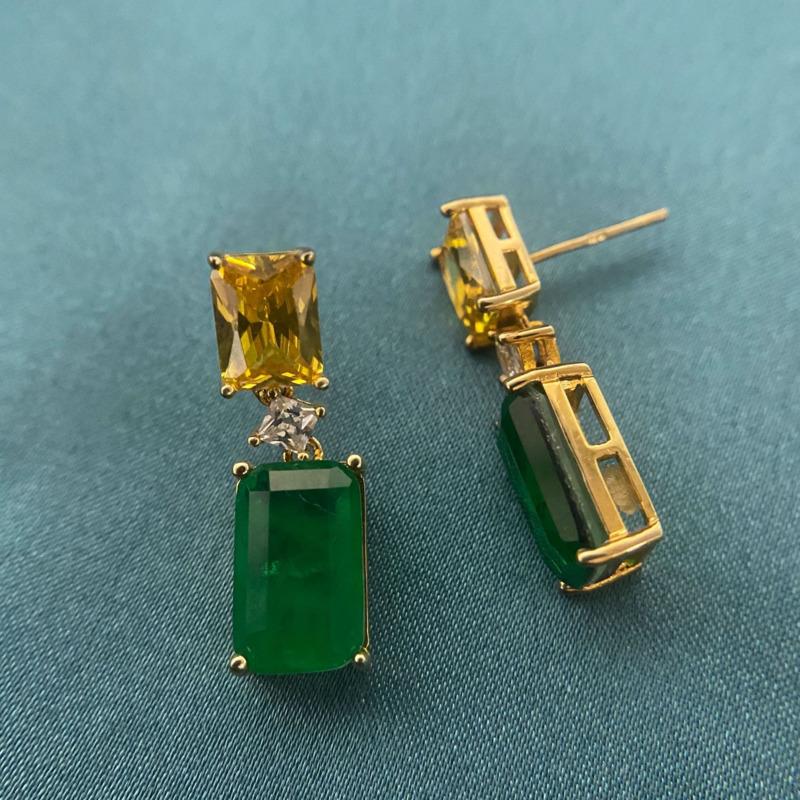 Gica Gema Emerald Earrings For Women 925 Sterling Silver Unique Design Romantic Fine Earrings Jewelry Wedding Party Gifts New Trend